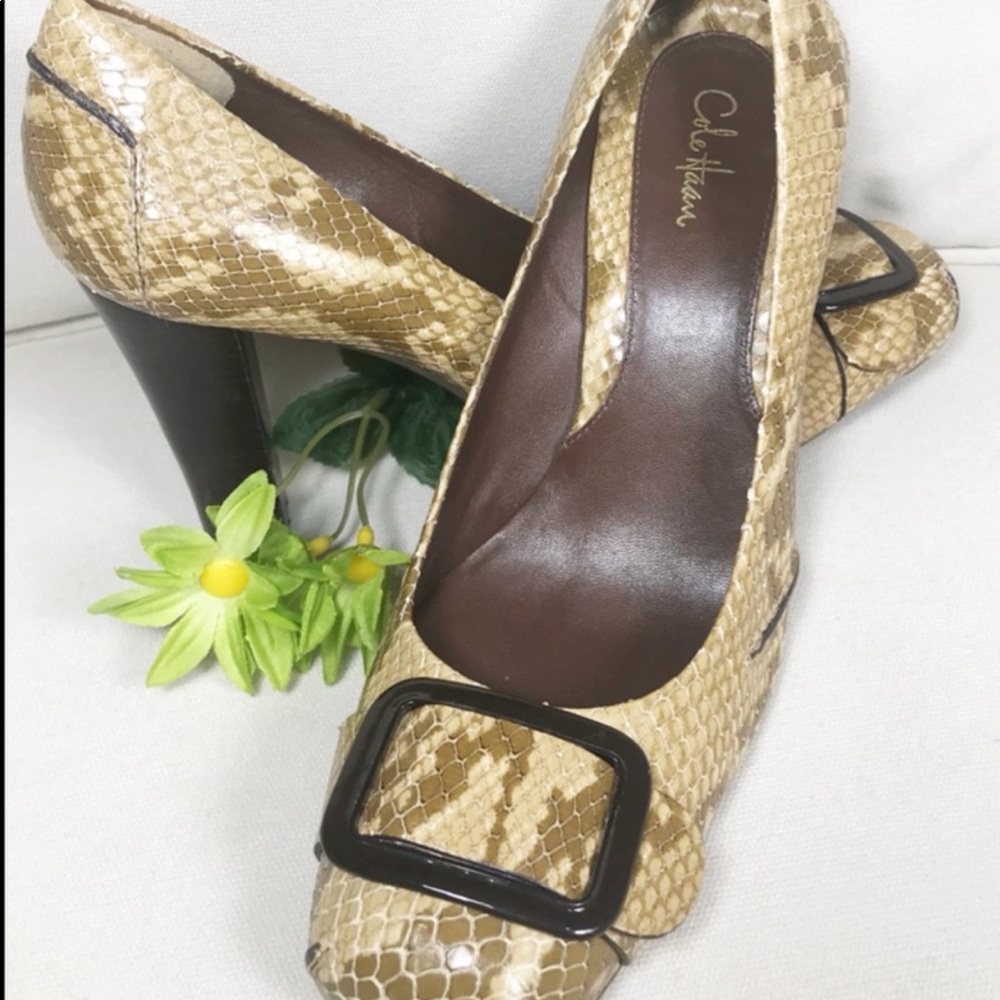Cole Haan Tan Snakeskin Heels